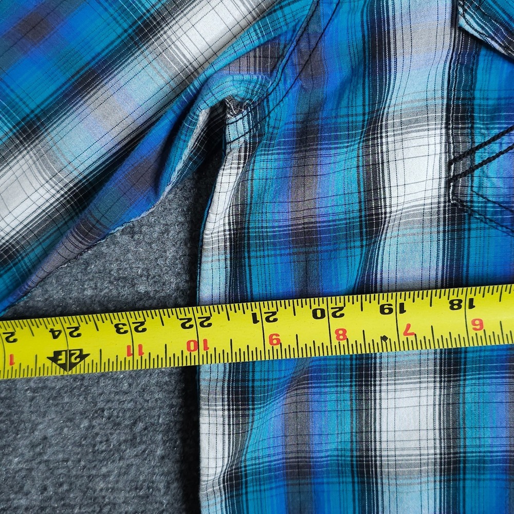 Cody James Pearl Snap Shirt Mens Large Blue Western Plaid Cotton Regular Fit - Picture 9 of 10
